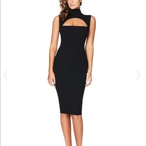 Black nookie form fitting midi dress stretchy